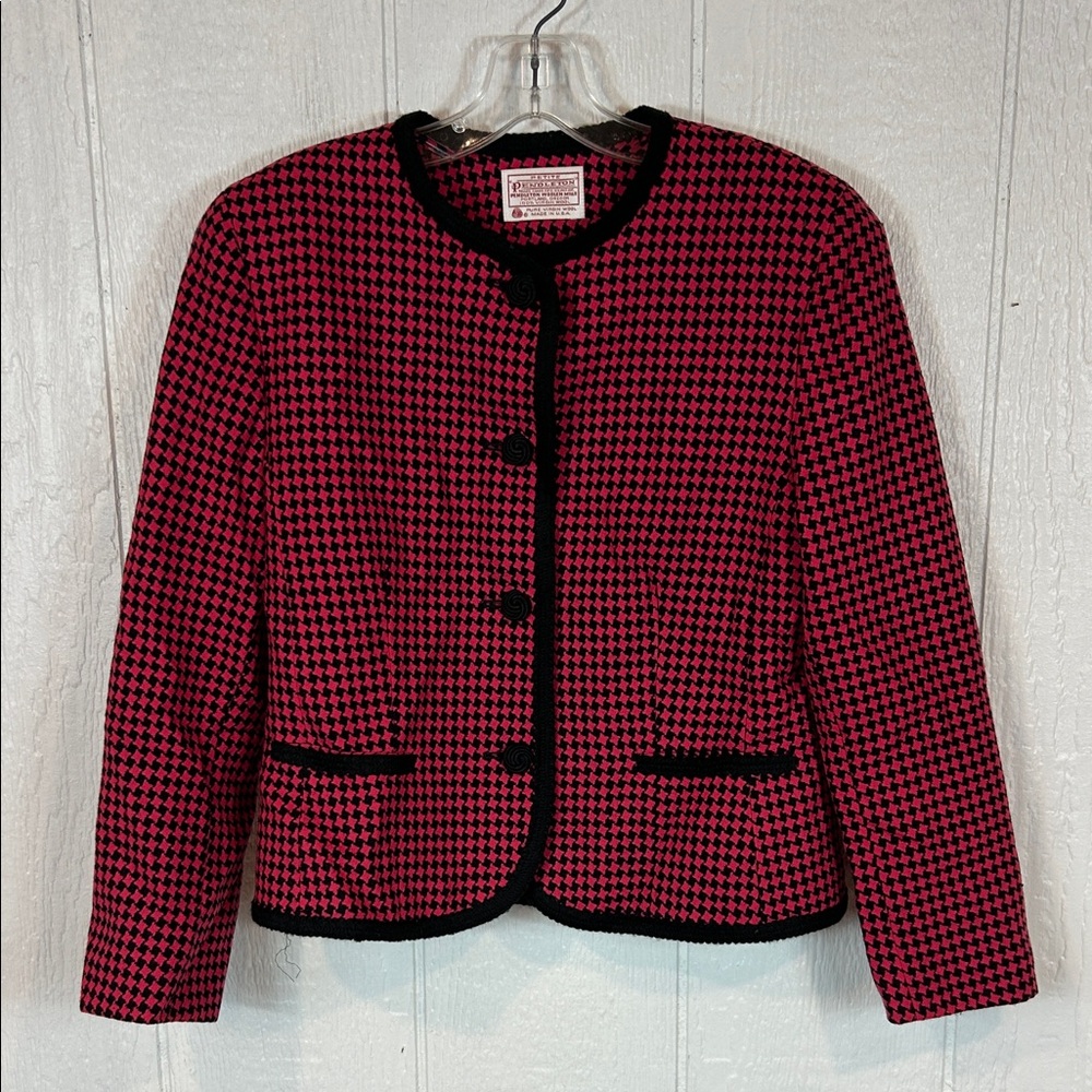 Pendleton Wool Pink and Black Houndstooth Blazer